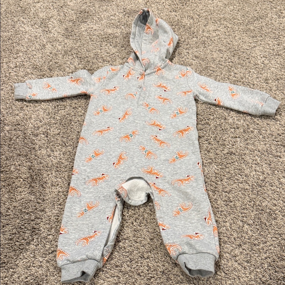 Tucker + Tate Gray and Orange Dino Print Footie